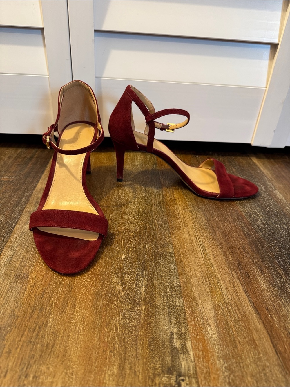 MICHAEL KORS Burgundy Suede Ankle-Strap Heels-Size9